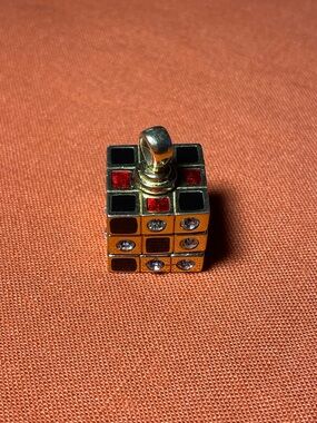 Swarovski Gold Cube Pendant with Red and Black Inlays